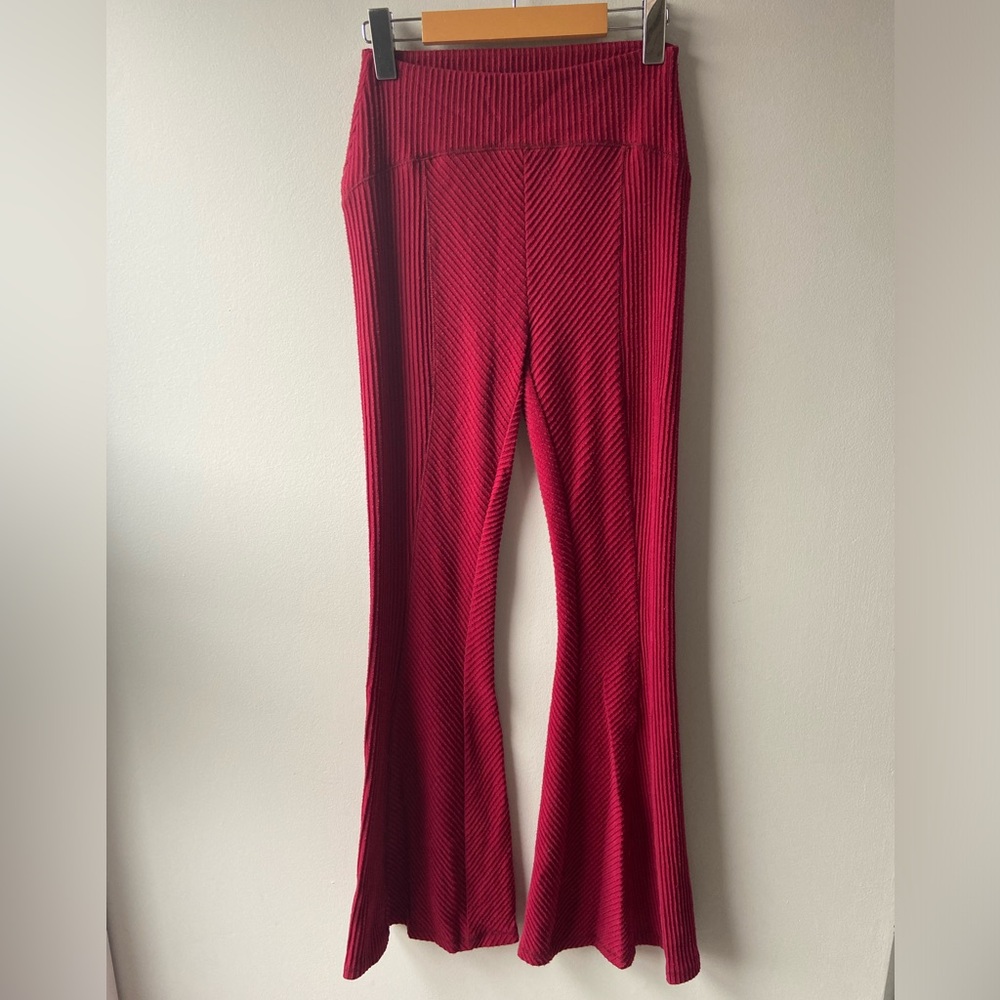 Urban Outfitters red ribbed flare pants